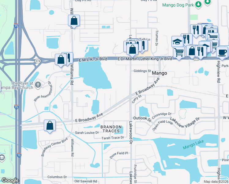 map of restaurants, bars, coffee shops, grocery stores, and more near 2320 Hibiscus Avenue in Seffner