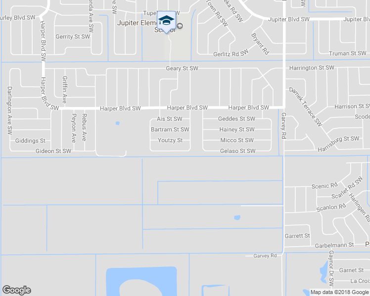 map of restaurants, bars, coffee shops, grocery stores, and more near 911 Le Baron Street Southwest in Palm Bay