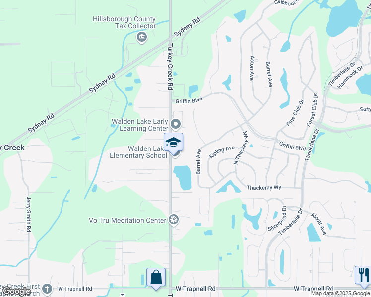 map of restaurants, bars, coffee shops, grocery stores, and more near 2800 Turkey Creek Road in Plant City