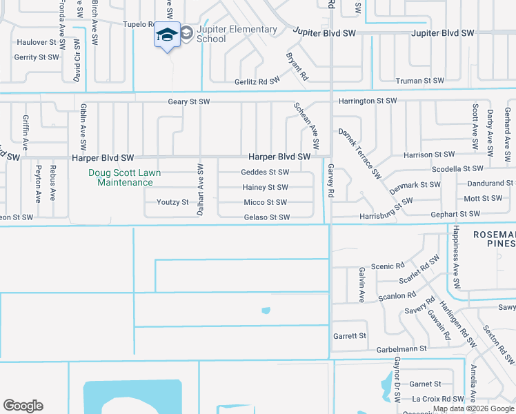 map of restaurants, bars, coffee shops, grocery stores, and more near 776 Micco Street Southwest in Palm Bay