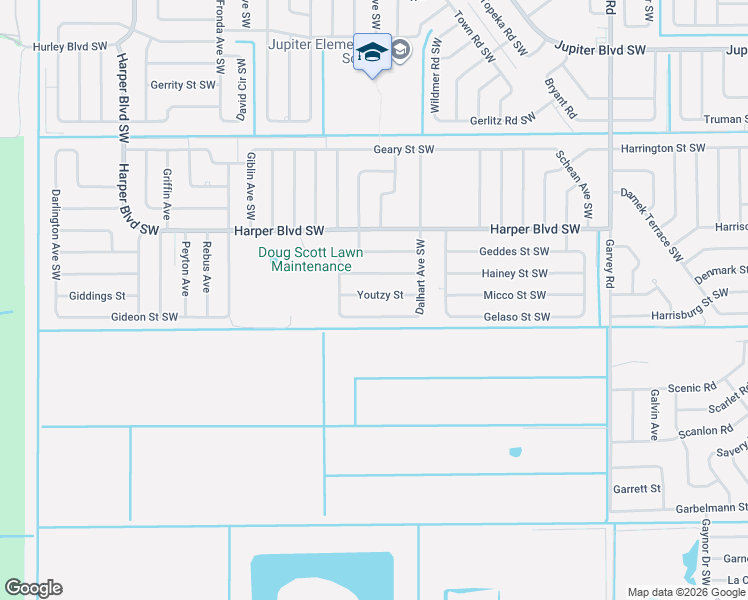 map of restaurants, bars, coffee shops, grocery stores, and more near 958 Youtzy Street in Palm Bay