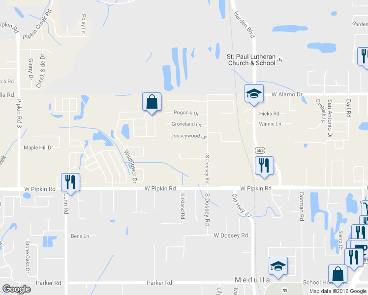map of restaurants, bars, coffee shops, grocery stores, and more near 4840 Dosseywood Court in Lakeland