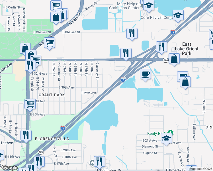 map of restaurants, bars, coffee shops, grocery stores, and more near 3704 Smith Tree Street in Tampa