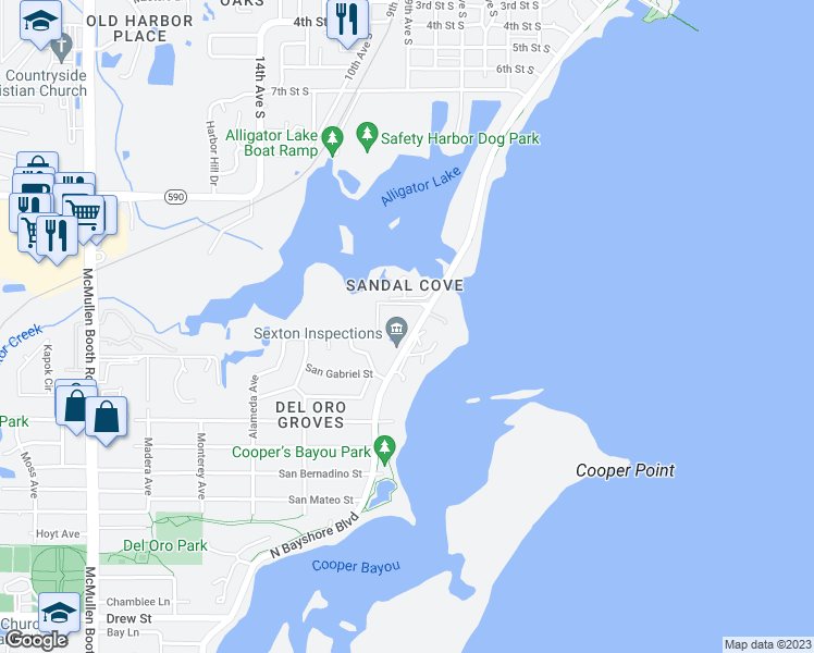 map of restaurants, bars, coffee shops, grocery stores, and more near 1236 North Bayshore Boulevard in Clearwater