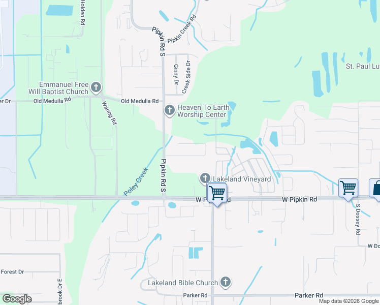 map of restaurants, bars, coffee shops, grocery stores, and more near 2301 Maple Hill Drive in Lakeland