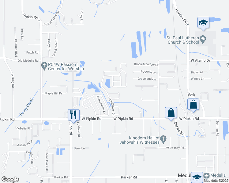 map of restaurants, bars, coffee shops, grocery stores, and more near 1425 Periwinkle Court in Lakeland