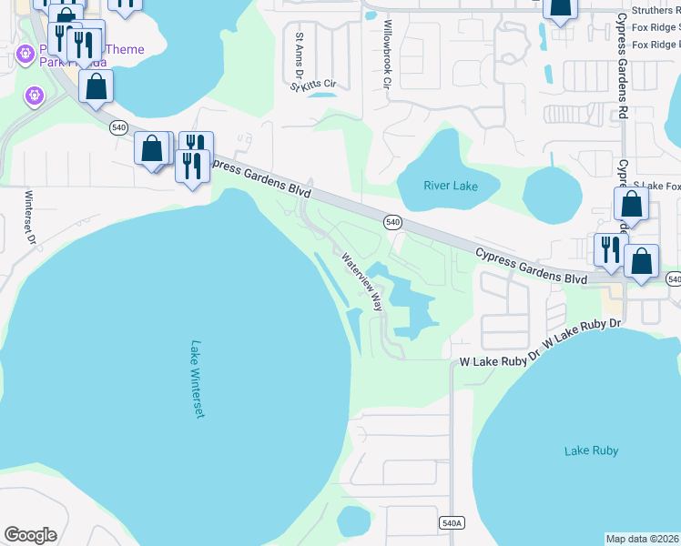 map of restaurants, bars, coffee shops, grocery stores, and more near 706 Magnolia Place in Winter Haven