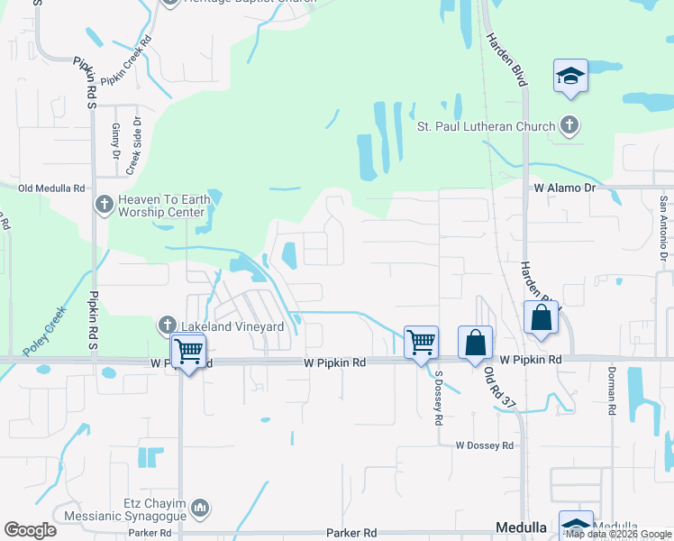 map of restaurants, bars, coffee shops, grocery stores, and more near 1405 Periwinkle Court in Lakeland