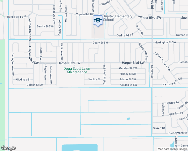 map of restaurants, bars, coffee shops, grocery stores, and more near 958 Youtzy Street in Palm Bay