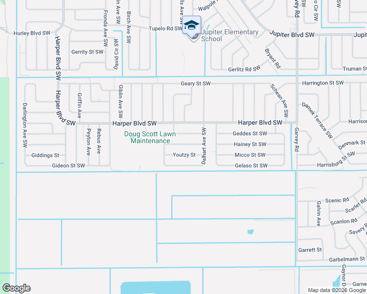 map of restaurants, bars, coffee shops, grocery stores, and more near 958 Youtzy Street in Palm Bay