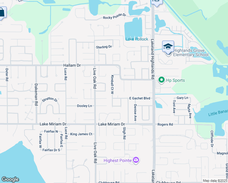 map of restaurants, bars, coffee shops, grocery stores, and more near 4728 Kimball Court West in Lakeland