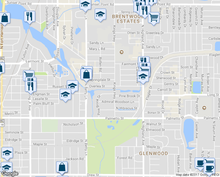 map of restaurants, bars, coffee shops, grocery stores, and more near in Clearwater