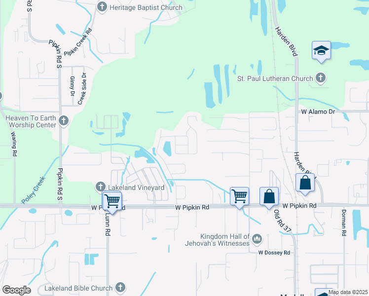 map of restaurants, bars, coffee shops, grocery stores, and more near 1414 Persimmon Way in Lakeland