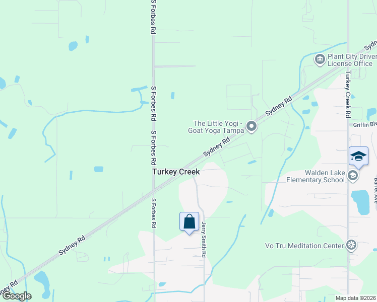 map of restaurants, bars, coffee shops, grocery stores, and more near 5022 Sydney Road in Plant City