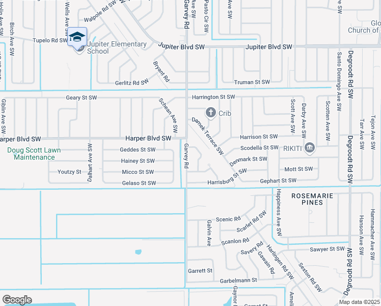 map of restaurants, bars, coffee shops, grocery stores, and more near 811 Garvey Road in Palm Bay