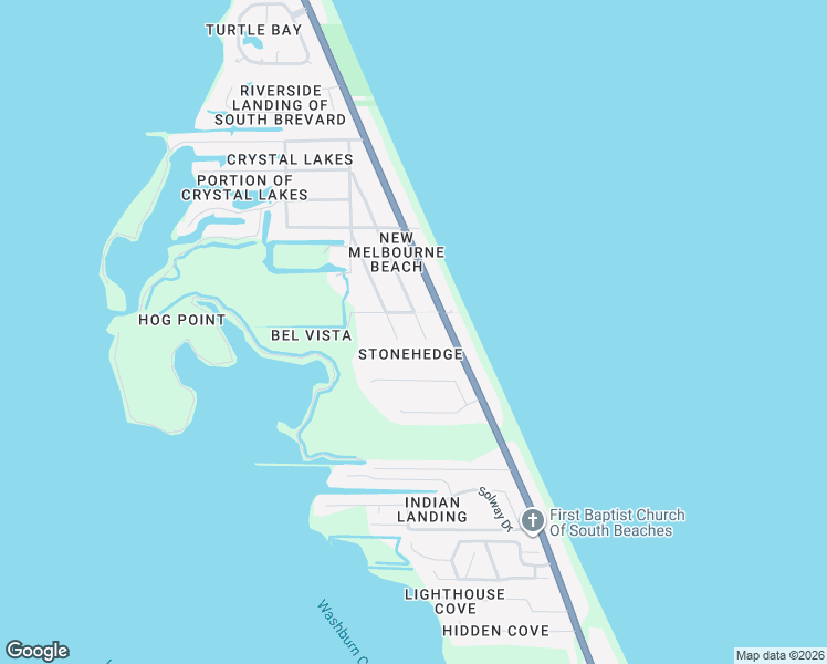 map of restaurants, bars, coffee shops, grocery stores, and more near 5287 Palm Drive in Melbourne Beach
