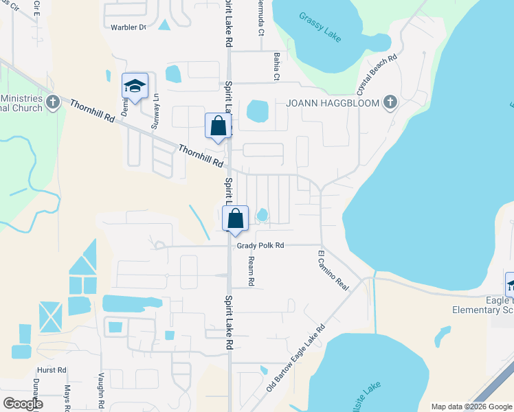 map of restaurants, bars, coffee shops, grocery stores, and more near 1-99 Laura Ln in Winter Haven