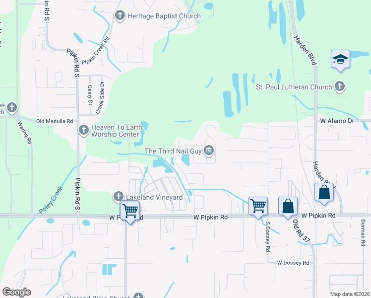 map of restaurants, bars, coffee shops, grocery stores, and more near 1454 Marigold Drive in Lakeland
