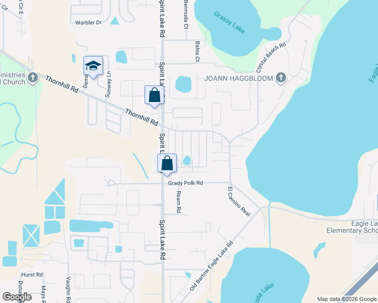 map of restaurants, bars, coffee shops, grocery stores, and more near 6 Ann Way in Winter Haven