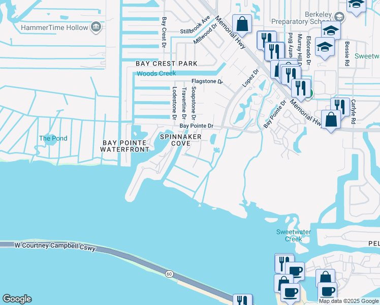 map of restaurants, bars, coffee shops, grocery stores, and more near 4309 Bayside Village Drive in Tampa