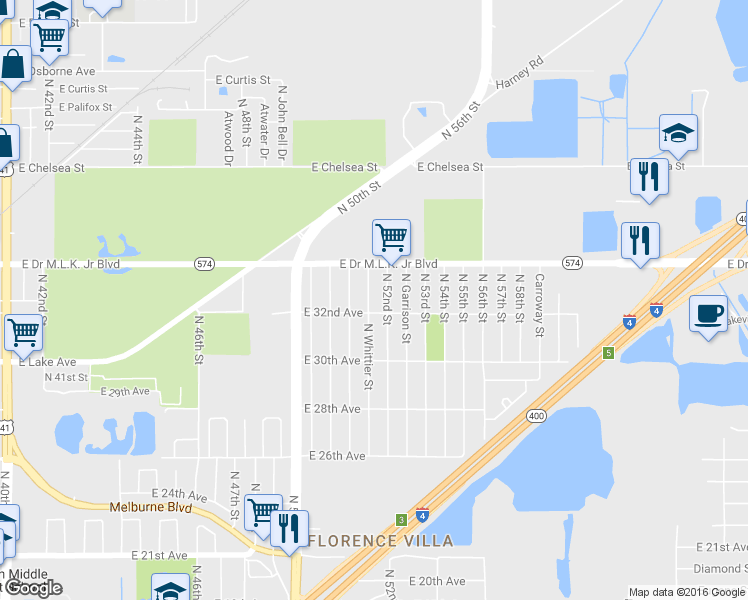 map of restaurants, bars, coffee shops, grocery stores, and more near 3724 North 52nd Street in Tampa