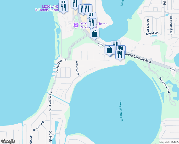 map of restaurants, bars, coffee shops, grocery stores, and more near 3430 Lakeview Dr in Winter Haven
