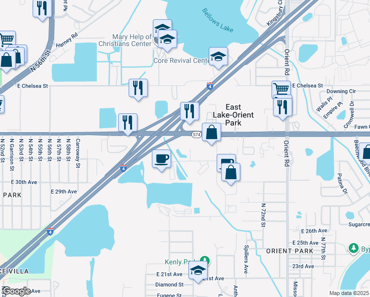 map of restaurants, bars, coffee shops, grocery stores, and more near in 