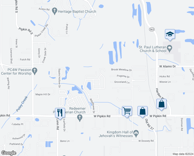 map of restaurants, bars, coffee shops, grocery stores, and more near 1431 Marigold Drive in Lakeland