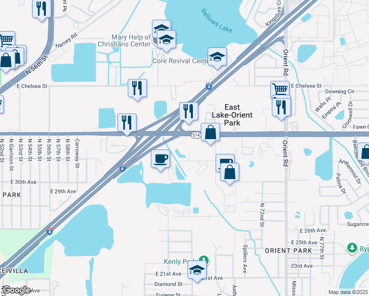 map of restaurants, bars, coffee shops, grocery stores, and more near in 