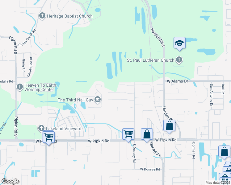 map of restaurants, bars, coffee shops, grocery stores, and more near 1148 Pogonia Drive in Lakeland