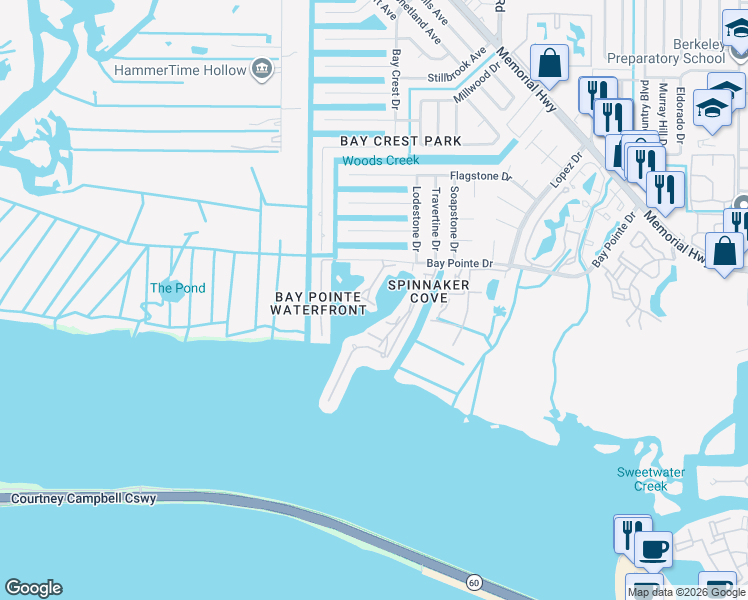 map of restaurants, bars, coffee shops, grocery stores, and more near 8702 Sunrise Jib Way in Tampa