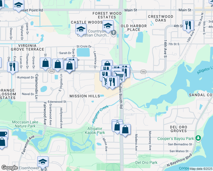 map of restaurants, bars, coffee shops, grocery stores, and more near 1530 McMullen Booth Road in Clearwater