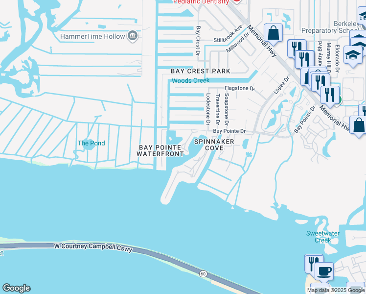 map of restaurants, bars, coffee shops, grocery stores, and more near 8702 Sunrise Jib Way in Tampa