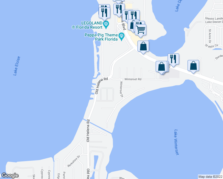 map of restaurants, bars, coffee shops, grocery stores, and more near 1907 Eloise Cove Drive in Winter Haven