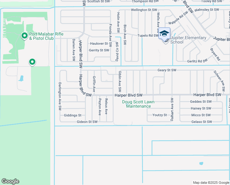 map of restaurants, bars, coffee shops, grocery stores, and more near 785 Hartsdale Ave SW in Palm Bay