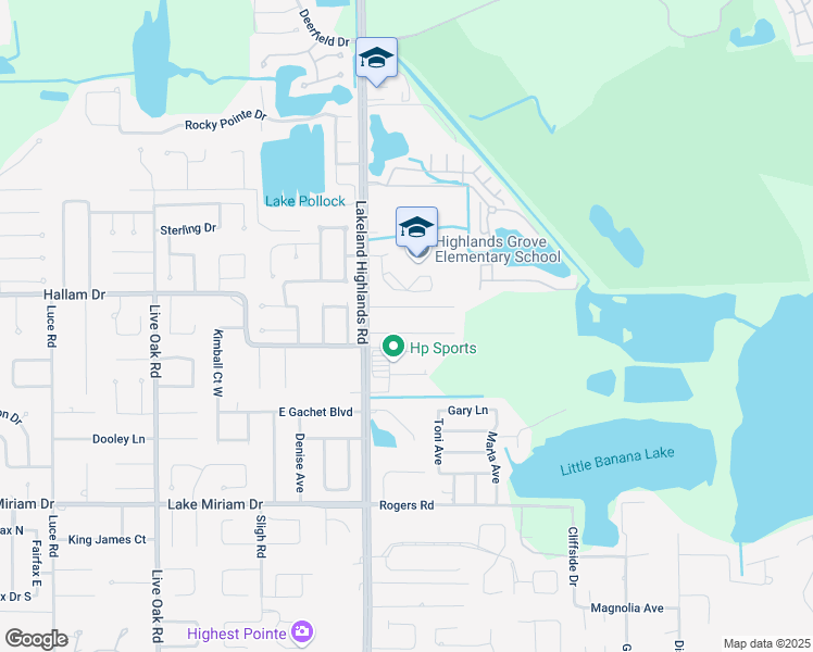map of restaurants, bars, coffee shops, grocery stores, and more near 2248 Eastmeadows Court in Lakeland