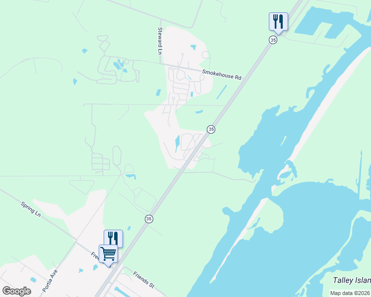 map of restaurants, bars, coffee shops, grocery stores, and more near 190 Belize Drive in Rockport