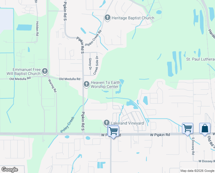 map of restaurants, bars, coffee shops, grocery stores, and more near 1610 Birchwood Loop in Lakeland