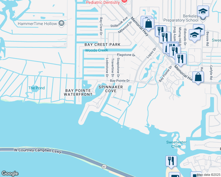 map of restaurants, bars, coffee shops, grocery stores, and more near 4331 Harbor House Drive in Tampa
