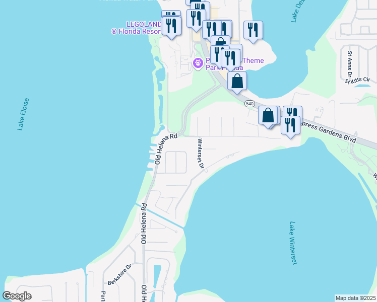 map of restaurants, bars, coffee shops, grocery stores, and more near 1912 Eloise Cove Drive in Winter Haven