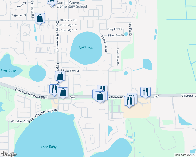map of restaurants, bars, coffee shops, grocery stores, and more near 7207 Summit Place in Winter Haven