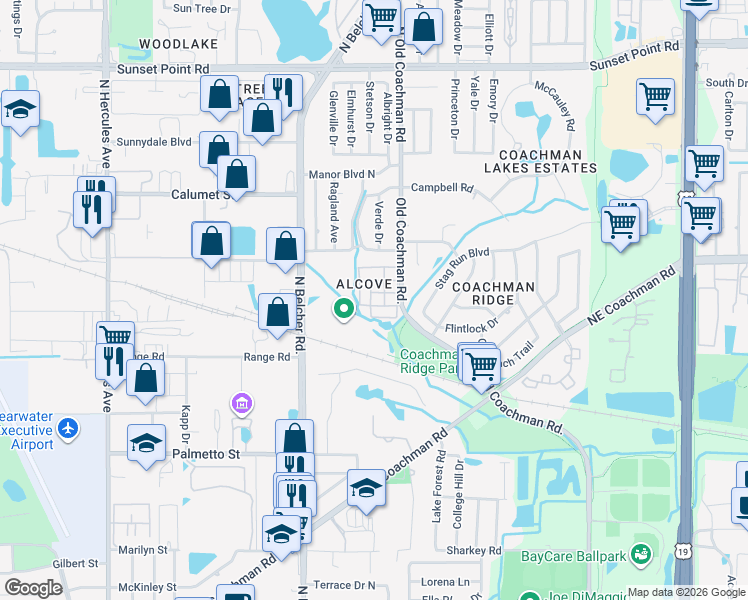 map of restaurants, bars, coffee shops, grocery stores, and more near 816 8th Street in Palm Harbor