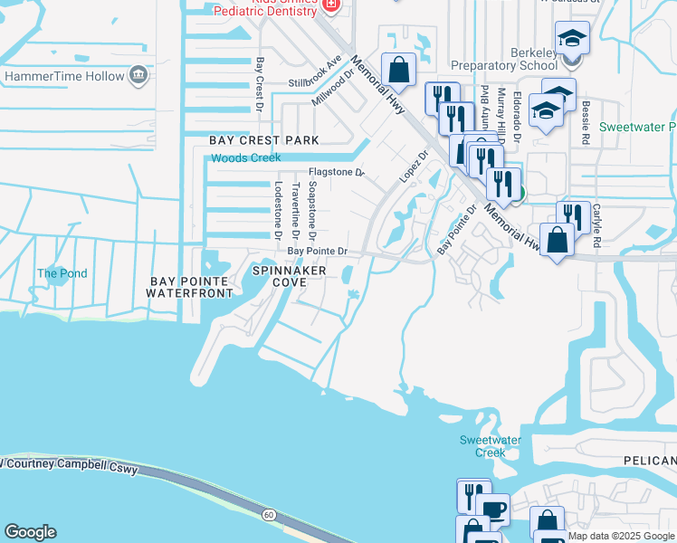 map of restaurants, bars, coffee shops, grocery stores, and more near 4329 Bayside Village Drive in Tampa