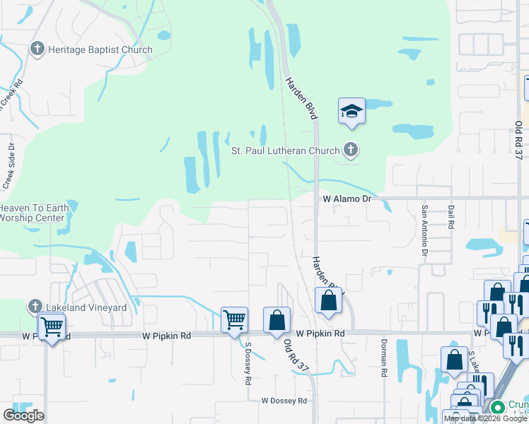 map of restaurants, bars, coffee shops, grocery stores, and more near 1008 Meadowood Pointe Road in Lakeland