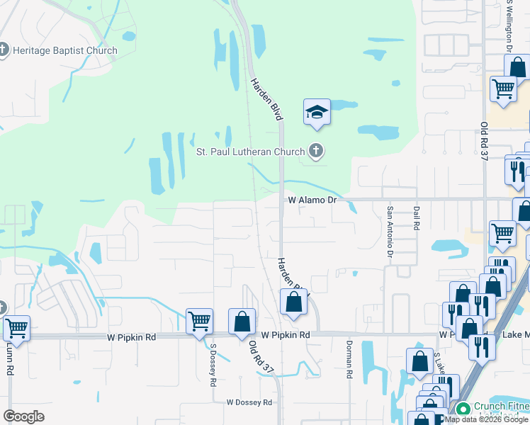 map of restaurants, bars, coffee shops, grocery stores, and more near 1022 Jacks Street in Lakeland