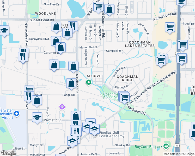 map of restaurants, bars, coffee shops, grocery stores, and more near 816 8th Street in Palm Harbor