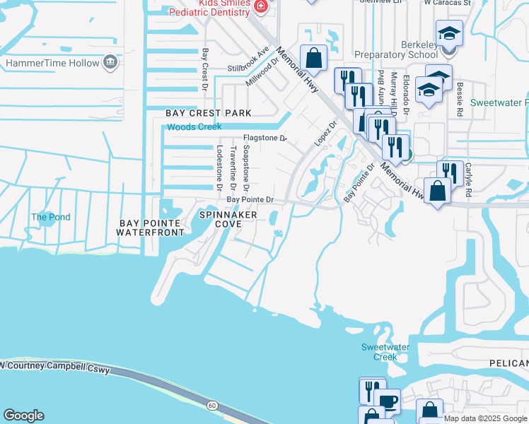 map of restaurants, bars, coffee shops, grocery stores, and more near 4333 Bayside Village Drive in Tampa