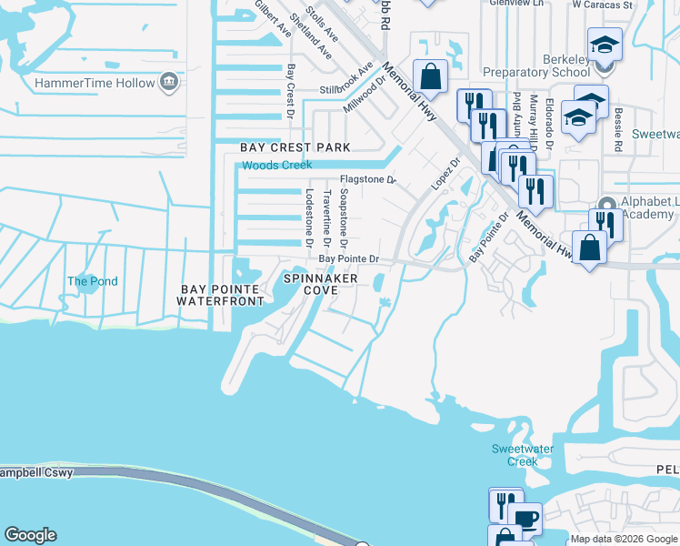 map of restaurants, bars, coffee shops, grocery stores, and more near 4331 Harbor House Drive in Tampa