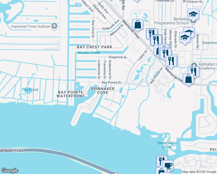 map of restaurants, bars, coffee shops, grocery stores, and more near 4306 Sunray Court in Tampa