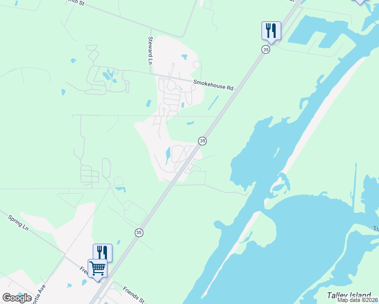 map of restaurants, bars, coffee shops, grocery stores, and more near 190 Belize Drive in Rockport